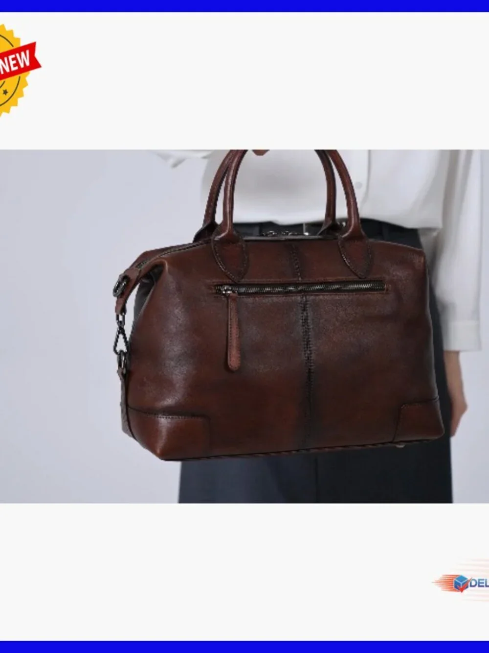 Genuine Leather Satchel Tote Bag Large Capacity Top Handle Handbag
